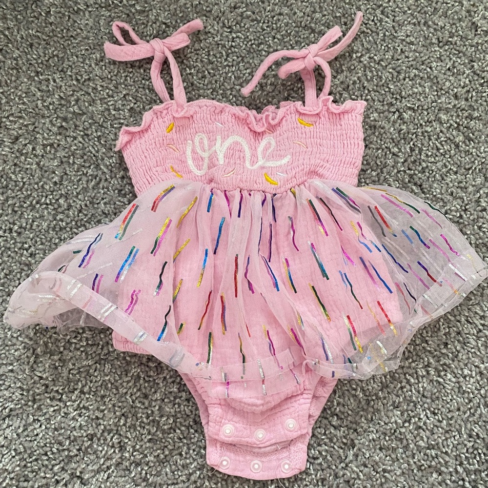 Pink Kids One Piece with Colorful Accents